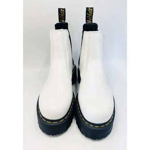 Dr. Martens 2976 Quad Retro White Chelsea Boots Platform Size 6 Leather