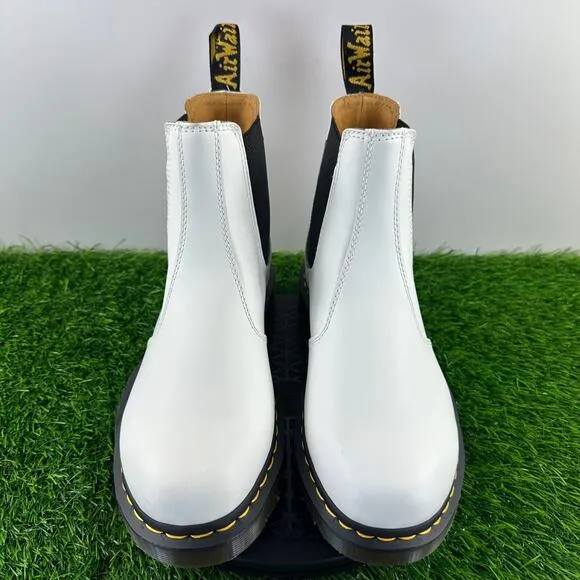 Dr Martens 2976 YS Chelsea Men Size 10 / Women 11 White Smooth Leather Boots NEW