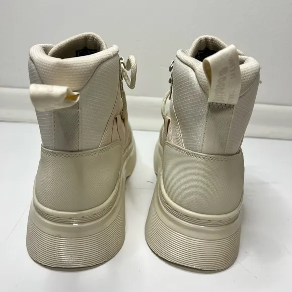 Dr Martens Air Wair Boury Utility Combat Boots Ivory Lace Up Men Sz 9 (W Sz 10)