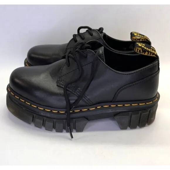 Dr Martens Audrick Nappa Leather Platform Shoes in Black Women's US Size 8