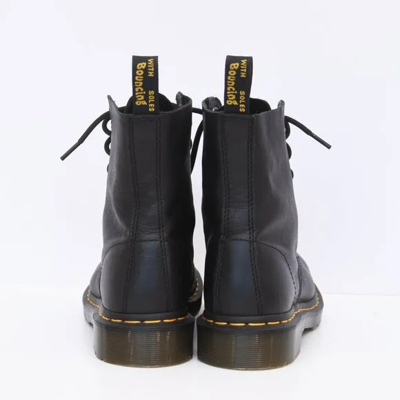 Dr. Martens Black Combat Boots Pascal Virginia Leather Lace Up Women Sz 7 US