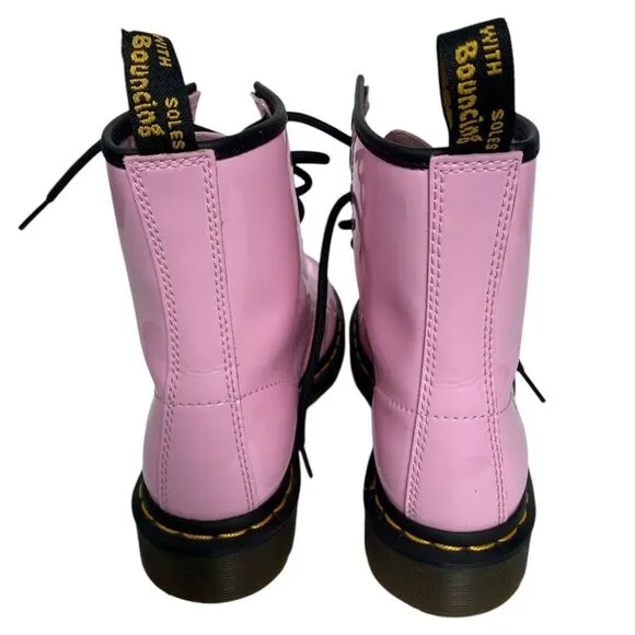 Dr. Martens Boots Womens Size 5 Pink Patent Leather  Lace Up WPSU