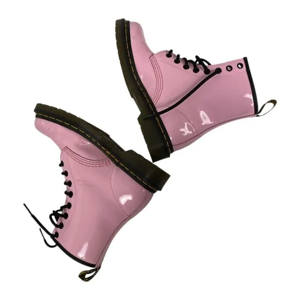 Dr. Martens Boots Womens Size 5 Pink Patent Leather  Lace Up WPSU