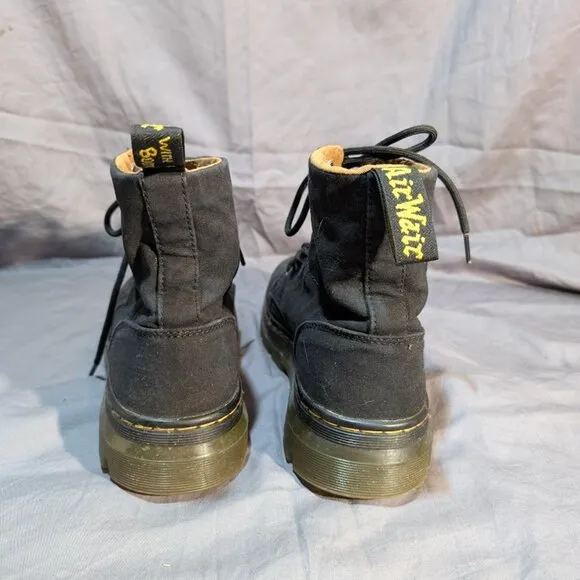 Dr Martens Combs Black Canvas Combat Boots Men Size 10 Women Size 11