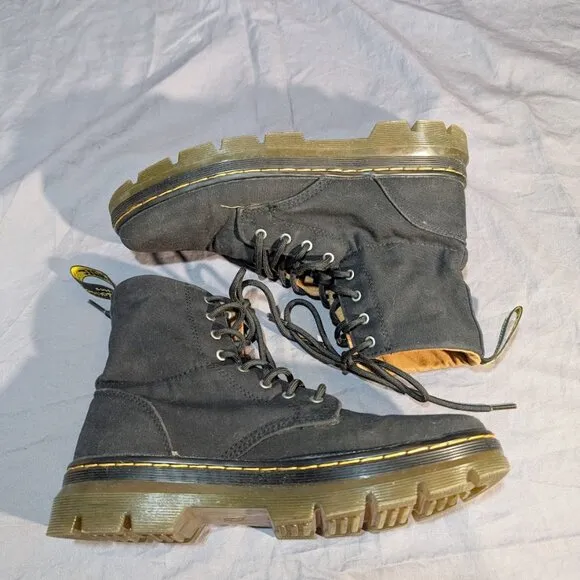 Dr Martens Combs Black Canvas Combat Boots Men Size 10 Women Size 11