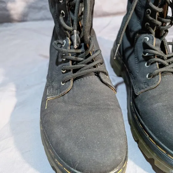 Dr Martens Combs Black Canvas Combat Boots Men Size 10 Women Size 11