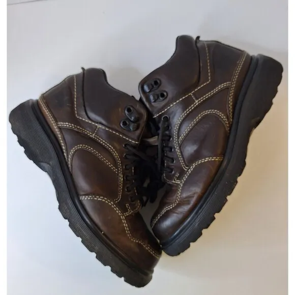 DR. MARTENS DM'S Air Cushion Brown Chunky Leather Ankle Boots Shoes Men's US 7.5