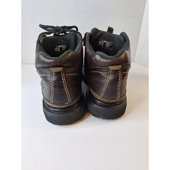 DR. MARTENS DM'S Air Cushion Brown Chunky Leather Ankle Boots Shoes Men's US 7.5
