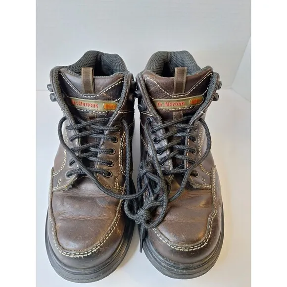 DR. MARTENS DM'S Air Cushion Brown Chunky Leather Ankle Boots Shoes Men's US 7.5