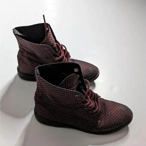 Dr. Martens Evan Ankle Lace Up Boots Polka Dots Pattern Size 9