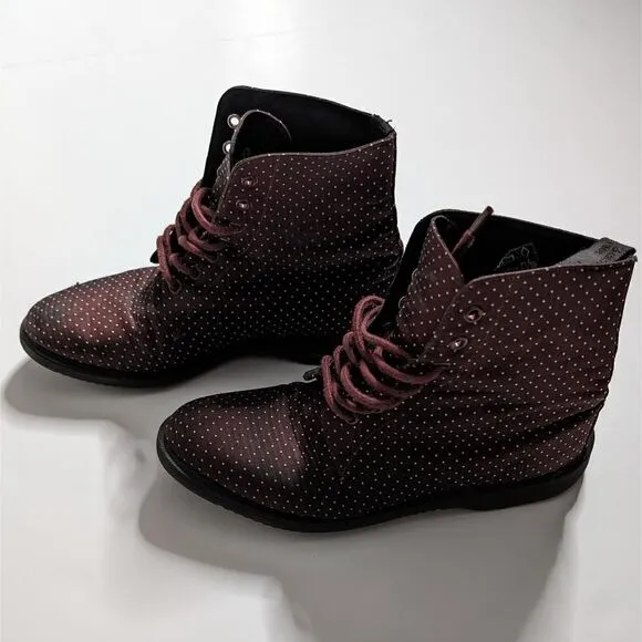Dr. Martens Evan Ankle Lace Up Boots Polka Dots Pattern Size 9