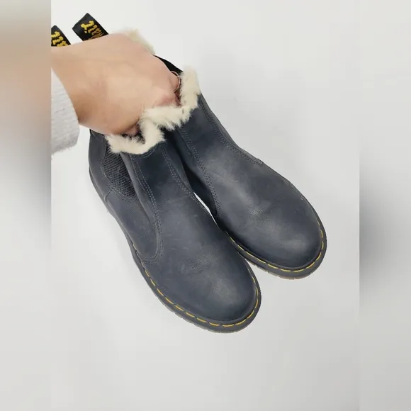 Dr. Martens Faux Fur Lined Platform Chelsea Boots, Size 9