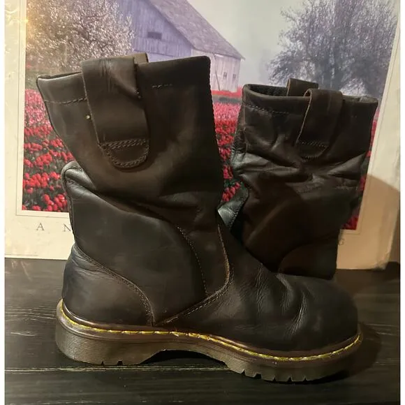 DR MARTENS INDUSTRIAL Brown STEEL TOE SAFETY BOOTS PULL ON MEN 9 L 10