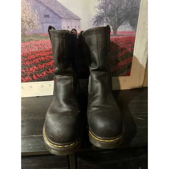 DR MARTENS INDUSTRIAL Brown STEEL TOE SAFETY BOOTS PULL ON MEN 9 L 10
