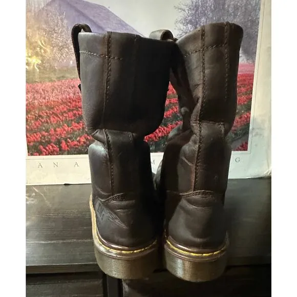 DR MARTENS INDUSTRIAL Brown STEEL TOE SAFETY BOOTS PULL ON MEN 9 L 10