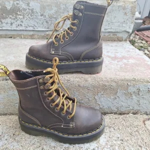 Dr. Martens Jadon Arc  Dark Brown Leather Boots Size 6 Women 5 Men