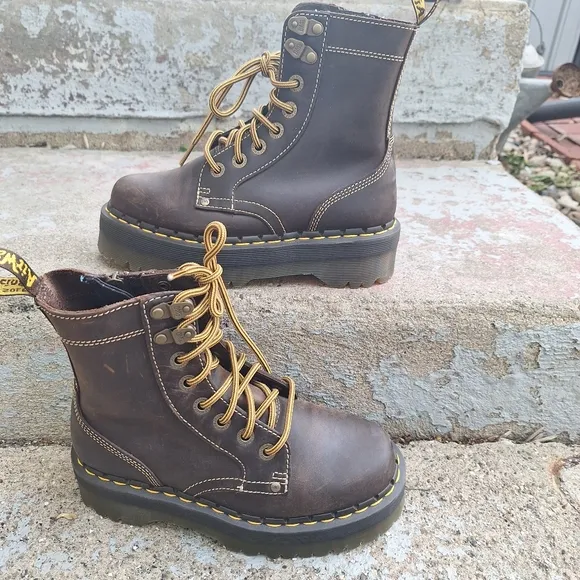 Dr. Martens Jadon Arc  Dark Brown Leather Boots Size 6 Women 5 Men