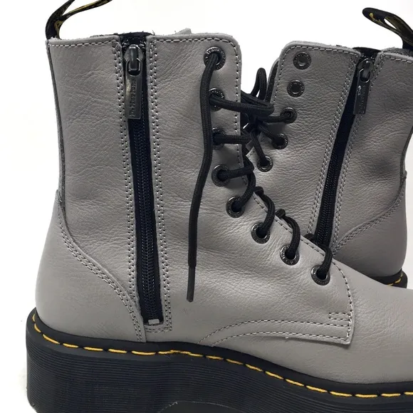 Dr. Martens Jadon III Pisa Leather Platform Gray Combat Boots Women 10, Men 9