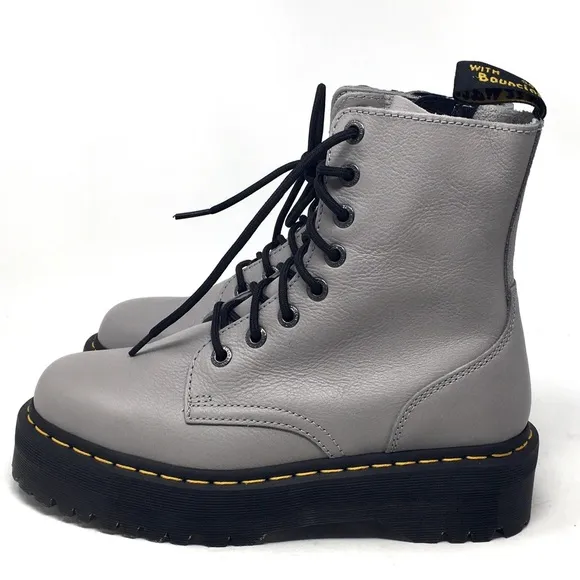 Dr. Martens Jadon III Pisa Leather Platform Gray Combat Boots Women 10, Men 9