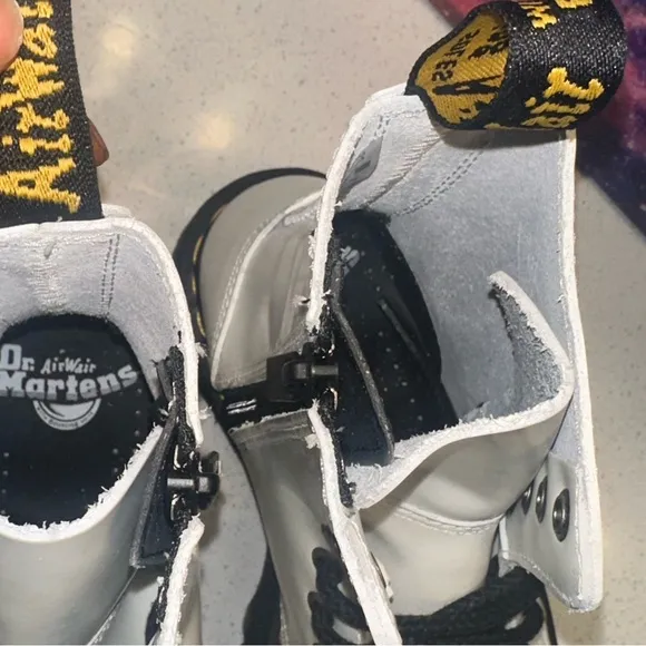 Dr Martens Jadon White Leather Platform Combat Boots Sz 37 EU/ US Women 6 Men 5