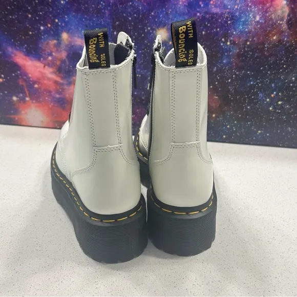Dr Martens Jadon White Leather Platform Combat Boots Sz 37 EU/ US Women 6 Men 5