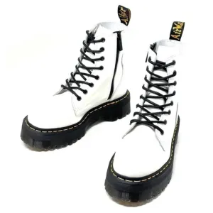 Dr. Martens Jadon White Smooth Leather Unisex Platform Boots.