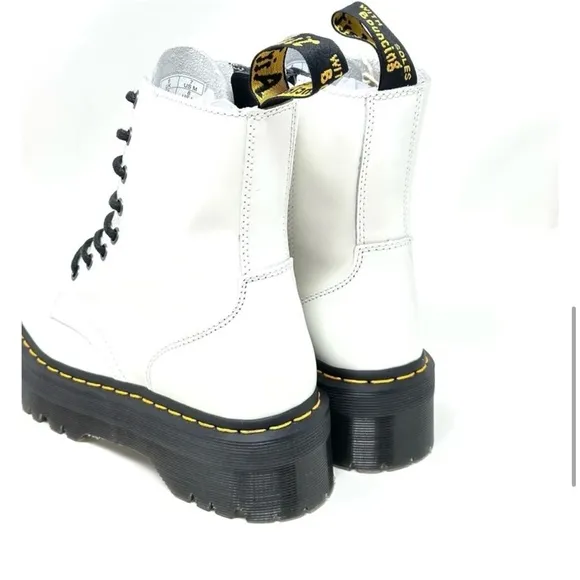 Dr. Martens Jadon White Smooth Leather Unisex Platform Boots.