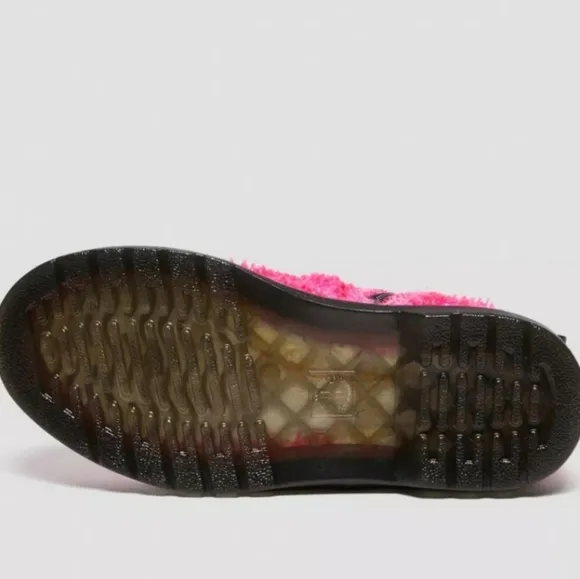 Dr. Martens Junior 1460 Pascal Tinsel Fur Lace Up Pink Boots Size 2 NWOT