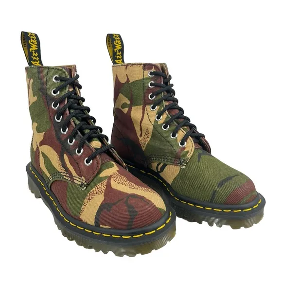 Dr‎ Martens Men 5 Women 6 Lickwax Canvas Camo Pascal 1460 Boots Made in England