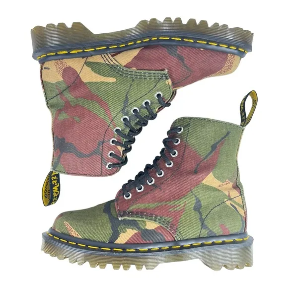 Dr‎ Martens Men 5 Women 6 Lickwax Canvas Camo Pascal 1460 Boots Made in England