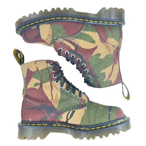 Dr‎ Martens Men 5 Women 6 Lickwax Canvas Camo Pascal 1460 Boots Made in England