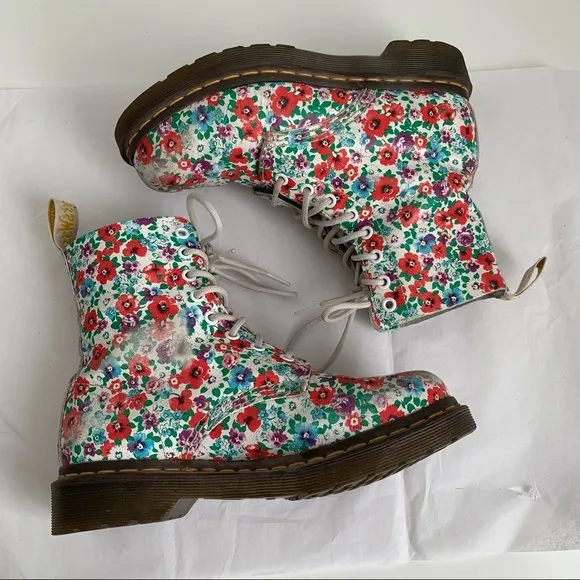 Dr. Martens Pascal Floral Poppy Leather Boots