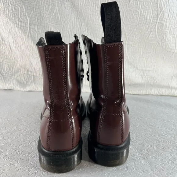 Dr Martens Pascal Shiny Red Leather Combat Ankle Boots Women 7 Chunky Y2K Grunge