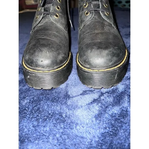 DR MARTENS Shriver Hi Black Burnished Wyoming Leather Boots Women 7 US