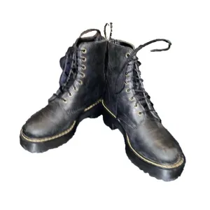 DR MARTENS Shriver Hi Black Burnished Wyoming Leather Boots Women 7 US