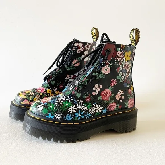 Dr. Martens Sinclair Boots Shoes Floral Mashup Leather Platform Combat Street 5