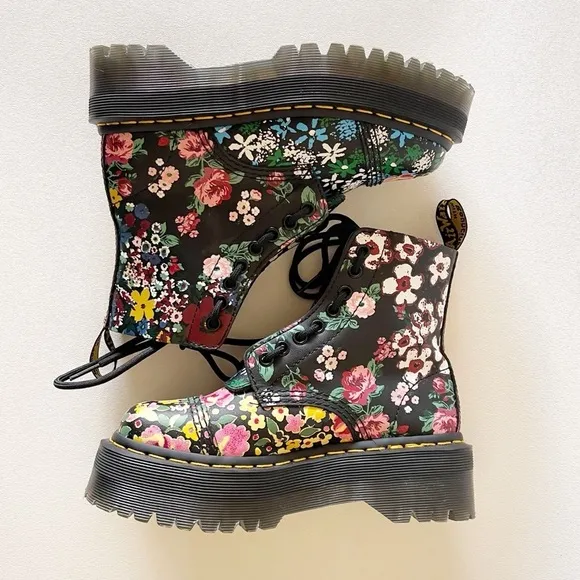 Dr. Martens Sinclair Boots Shoes Floral Mashup Leather Platform Combat Street 5