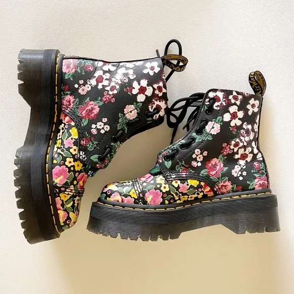 Dr. Martens Sinclair Boots Shoes Floral Mashup Leather Platform Combat Street 5
