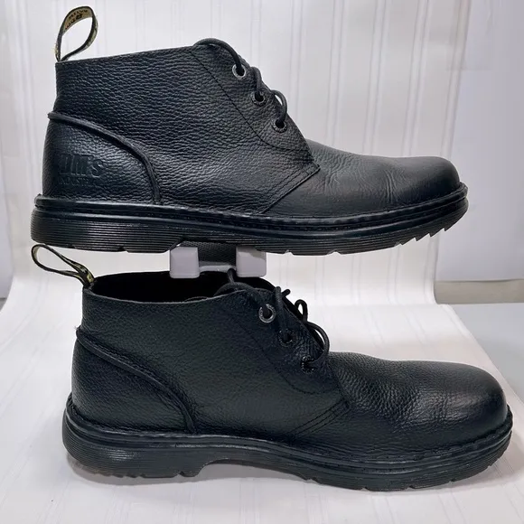Dr Martens Sussex Men Industrial Black Leather Slip Resistant Ankle Boots sz 12