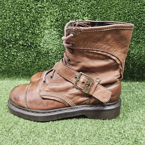 Dr Martens Triumph 1460 AirWair Brown‎ Leather Boots Buckle Men 10 Womens 11