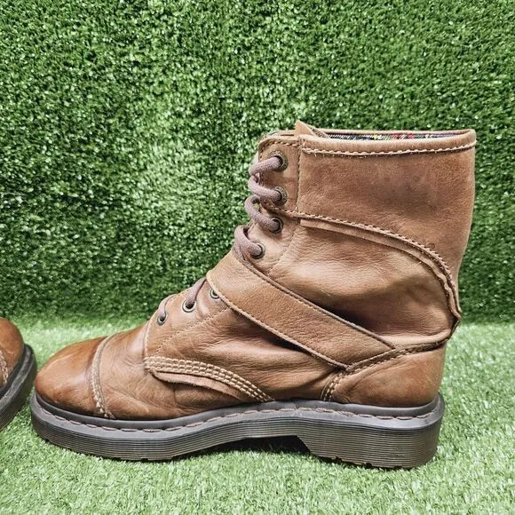 Dr Martens Triumph 1460 AirWair Brown‎ Leather Boots Buckle Men 10 Womens 11