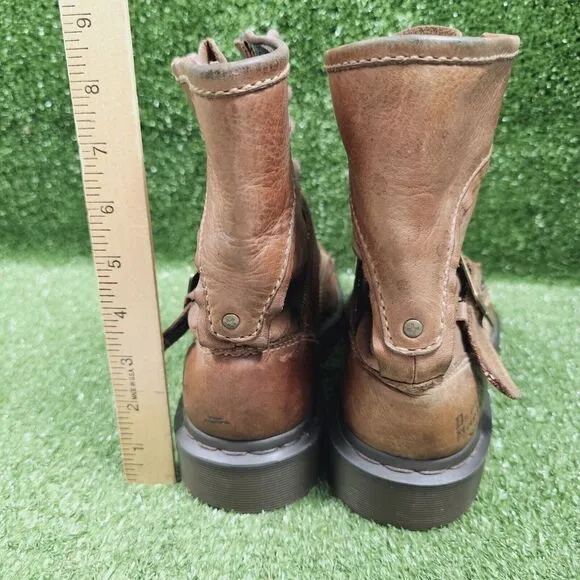 Dr Martens Triumph 1460 AirWair Brown‎ Leather Boots Buckle Men 10 Womens 11