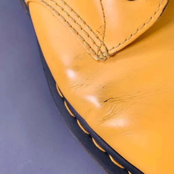 DR. MARTENS Yellow Leather Lace-Up Boots