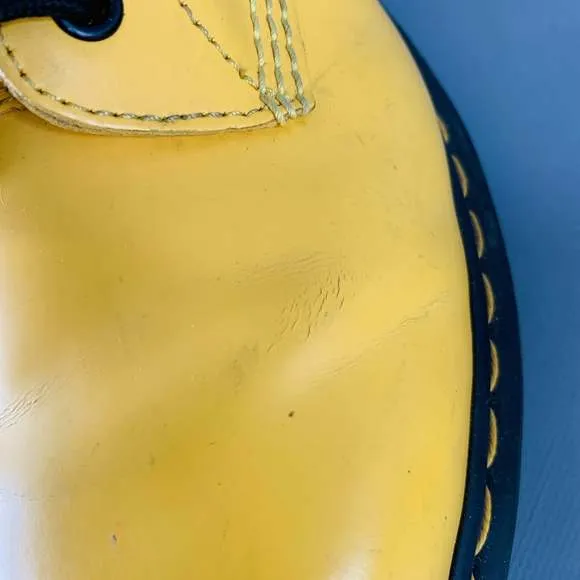 DR. MARTENS Yellow Leather Lace-Up Boots