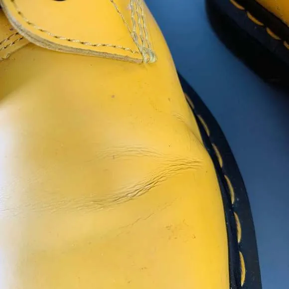 DR. MARTENS Yellow Leather Lace-Up Boots
