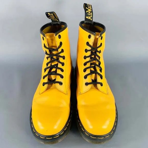 DR. MARTENS Yellow Leather Lace-Up Boots