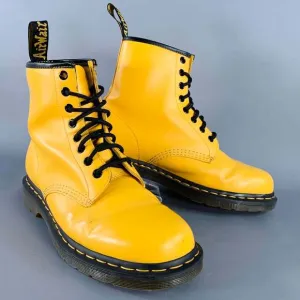 DR. MARTENS Yellow Leather Lace-Up Boots