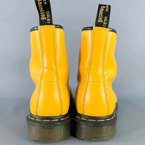 DR. MARTENS Yellow Leather Lace-Up Boots