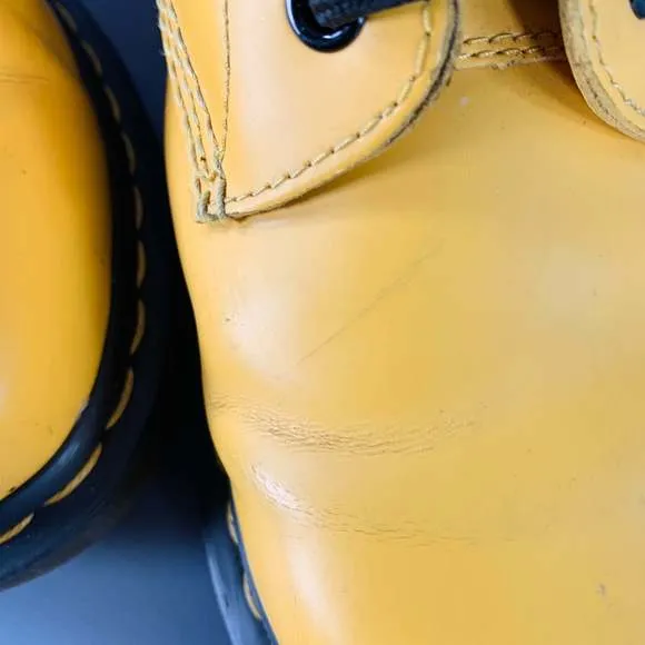 DR. MARTENS Yellow Leather Lace-Up Boots