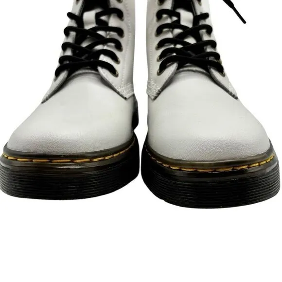 Dr. Martens Zavala Combat Boots White Lace Up Leather Ankle Womens US 6 Men 5